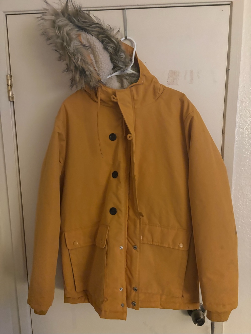 Men's Mustard Hooded Parka Jacket